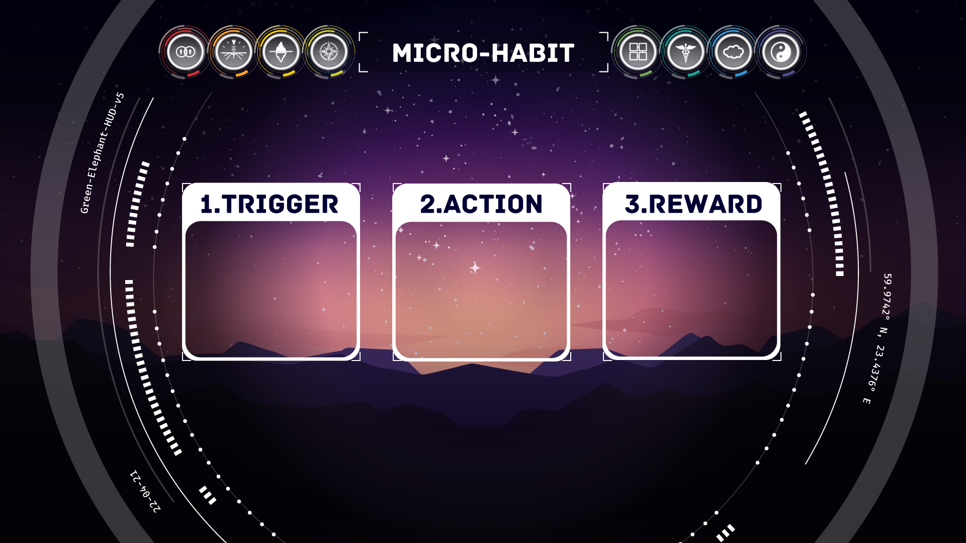 ✅ Purple Sky BG1920x1080 HUD Attitude 2103 MicroHabit with ALL lensesNormal 2103 Micro-Habits