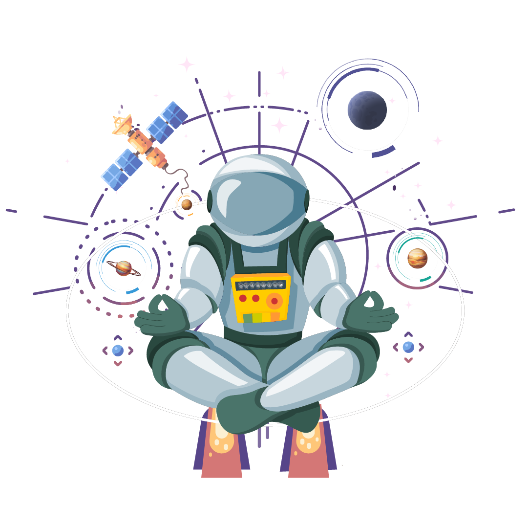Transparent BG circular Website Product and Service Outer H2H and Inner H2S Astronaut with planets Normal
